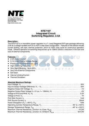 NTE7107 datasheet - Integrated Circuit Switching Regulator, 2.5A