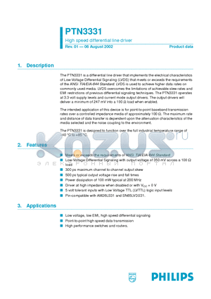 PTN3331D datasheet - High speed differential line driver