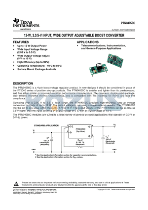 PTN04050C datasheet - 12 - W, 3.3 / 5 - V INPUT, WIDE OUTPUT ADJUSTABLE BOOST CONVERTER