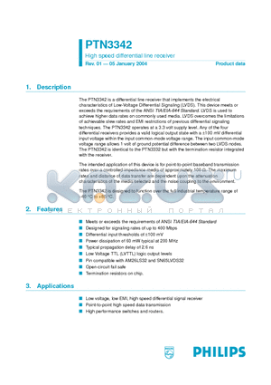 PTN3342D datasheet - High speed differential line receiver