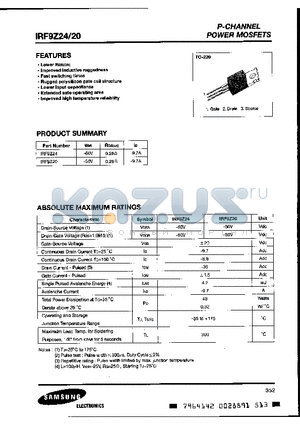 IRF9Z24 datasheet - P-CHANNEL POWER MOSFETs