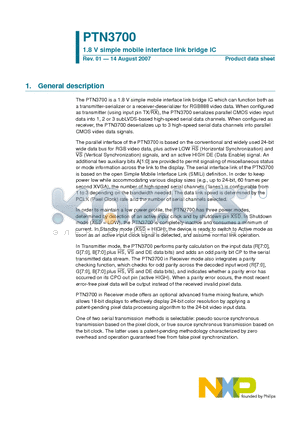 PTN3700EG datasheet - 1.8 V simple mobile interface link bridge IC