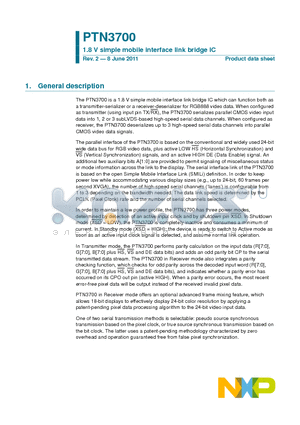 PTN3700EG datasheet - 1.8 V simple mobile interface link bridge IC Very low power profile