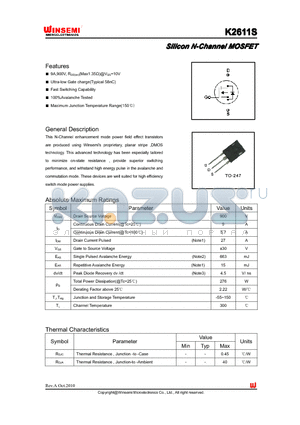 K2611S datasheet - Silicon N-Channel MOSFET