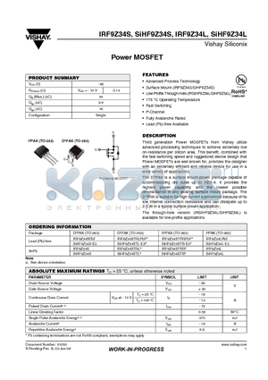 IRF9Z34L datasheet - Power MOSFET