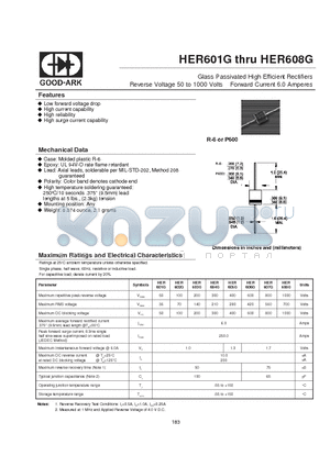 HER601G datasheet - Glass Passivated High Efficient Rectifiers