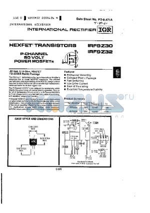 IRF9Z32 datasheet - P-CHANNEL 50 VOLT POWER MOSFETS