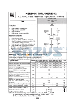 HER602G datasheet - 6.0 AMPS. Glass Passivated High Efficient Rectifiers