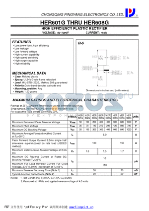 HER602G datasheet - HIGH EFFICIENCY PLASTIC RECTIFIER