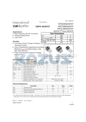 IRFB38N20DPBF datasheet - HEXFET Power MOSFET