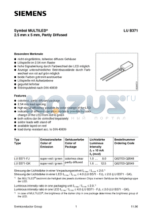 LUB371 datasheet - Symbol MULTILED 2.5 mm x 5 mm, Partly Diffused