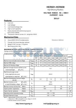 HER604 datasheet - High Efficiency Rectifiers