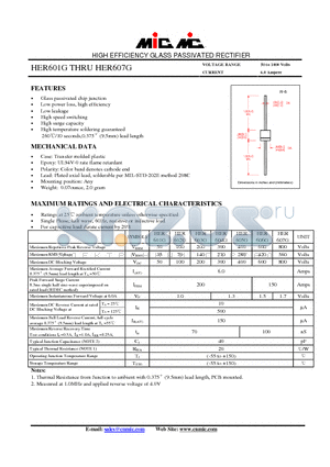 HER604G datasheet - HIGH EFFICIENCY GLASS PASSIVATED RECTIFIER