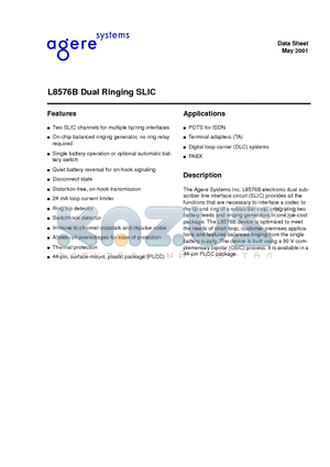 LUCL8576BP-DT datasheet - Dual Ringing SLIC