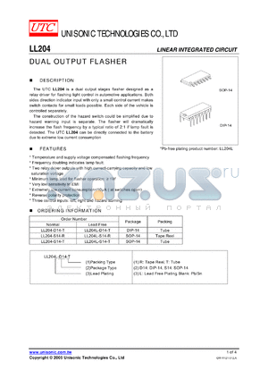 LL204-D14-T datasheet - DUAL OUTPUT FLASHER