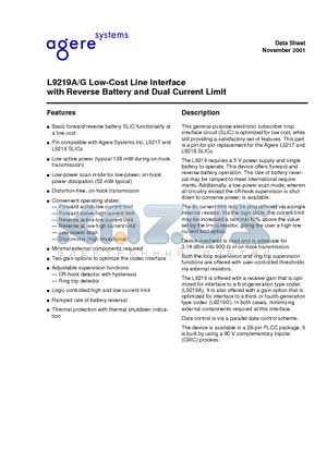 LUCL9219AAR-D datasheet - Low-Cost Line Interface with Reverse Battery and Dual Current Limit