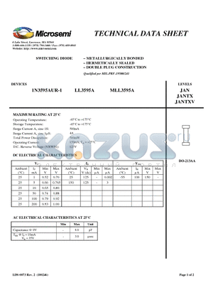 LL3595A datasheet - SWITCHING DIODE