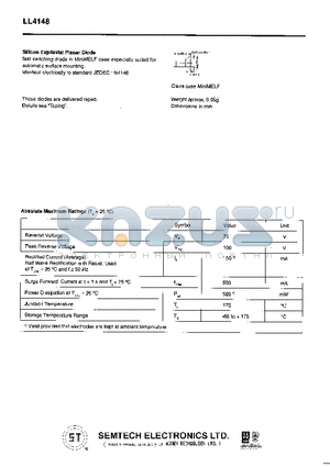 LL4148 datasheet - Silicon Expitaxial Planar Diode