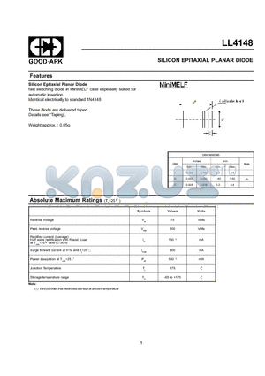 LL4148 datasheet - SILICON EPITAXIAL PLANAR DIODE