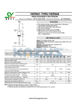 HER608 datasheet - HIGH EFFICIENCY RECTIFIERS