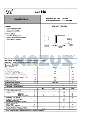 LL4148 datasheet - Switching Diode