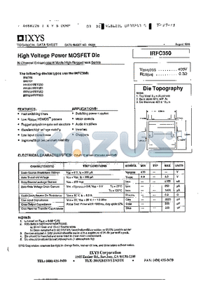 IRFC350 datasheet - N-Channel Enhancement Mode High Ruggedness Series