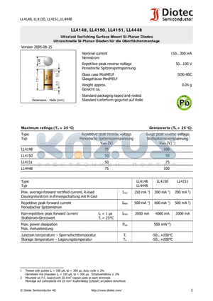 LL4148_07 datasheet - Ultrafast Switching Surface Mount Si-Planar Diodes