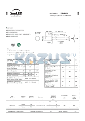 LUGG58D datasheet - T-1 3/4 (5mm) SOLID STATE LAMP