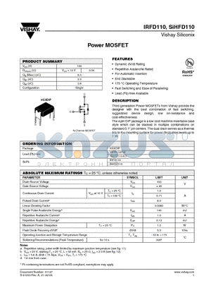 IRFD110 datasheet - Power MOSFET