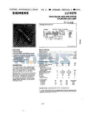 LUH370 datasheet - TWO-COLOR, RED AND GREEN CYLINDER LED LAMP