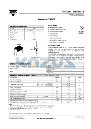 IRFD214PBF datasheet - Power MOSFET