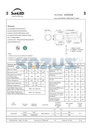 LUGY81M datasheet - 8mm BI-COLOR INDICATOR LAMP