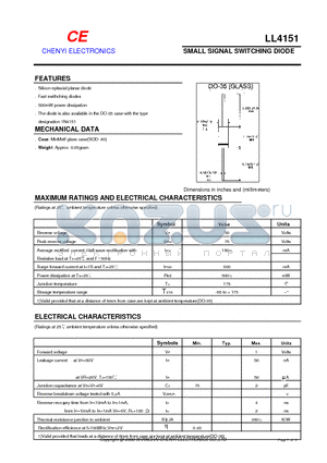 LL4151 datasheet - SMALL SIGNAL SWITCHING DIODE