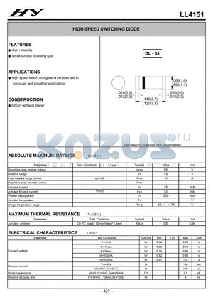 LL4151 datasheet - HIGH-SPEED SWITCHING DIODE