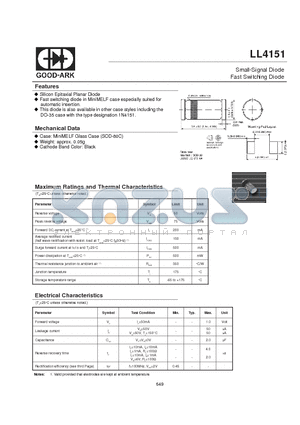 LL4151 datasheet - Small-Signal Diode Fast Switching Diode