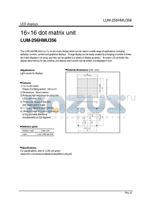 LUM-256HMU356 datasheet - 16 x 16 dot matrix unit