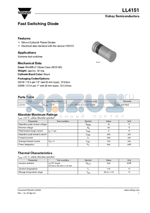 LL4151-GS08 datasheet - Fast Switching Diode