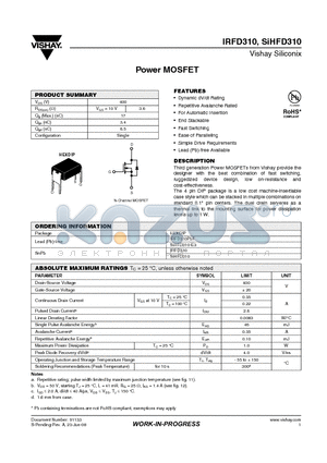 IRFD310PBF datasheet - Power MOSFET