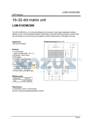 LUM-512CMU300 datasheet - 16 x 32 dot matrix unit