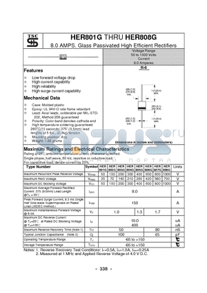 HER806G datasheet - 8.0 AMPS. Glass Passivated High Efficient Rectifiers