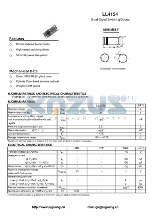 LL4154 datasheet - Small Signal Switching Diodes