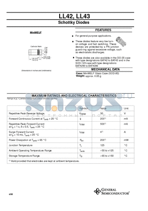 LL42 datasheet - Schottky Diodes