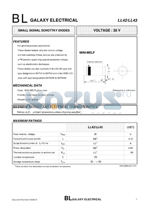 LL42 datasheet - SMALL SIGNAL SCHOTTKY DIODES