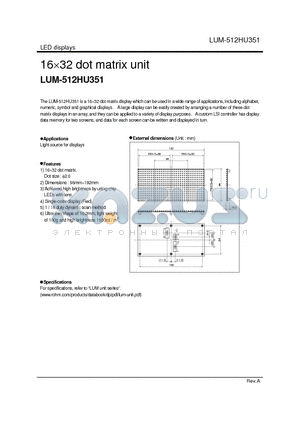 LUM-512HU351 datasheet - 16 x 32 dot matrix unit