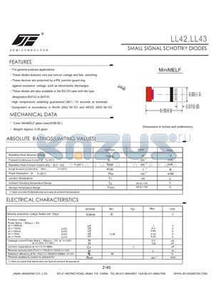 LL42 datasheet - SMALL SIGNAL SCHOTTKY DIODES