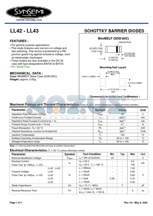 LL43 datasheet - SCHOTTKY BARRIER DIODES