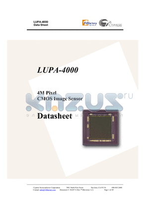 LUPA-4000-M datasheet - 4M Pixel CMOS Image Sensor