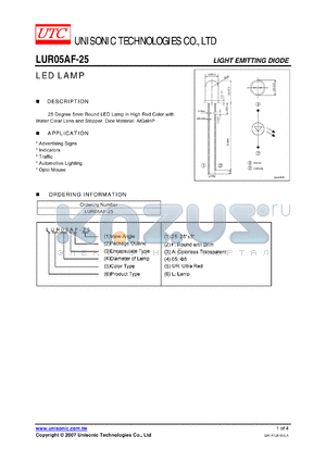 LUR05AF-25 datasheet - LED LAMP