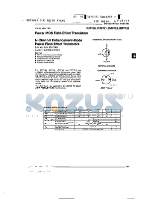 IRFF121 datasheet - N-Channel Enhancement-Mode Power MOS Field-Effect Transistors