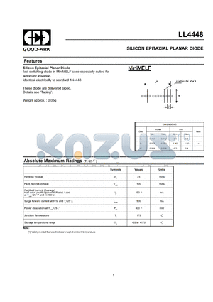 LL4448 datasheet - SILICON EPITAXIAL PLANAR DIODE